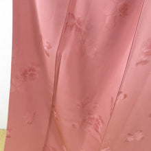 Load image into Gallery viewer, Color plain lined wide collar peach purple flower crest pure silk one crest rhinoceros crest tailoring kimono 155cm