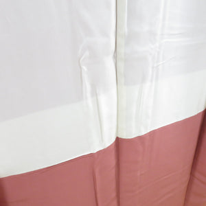 Color plain lined wide collar peach purple flower crest pure silk one crest rhinoceros crest tailoring kimono 155cm