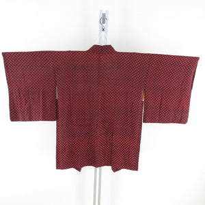 Haori Antique twisted plum pattern dust coat pure silk red black retro Taisho romance kimono 82cm