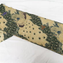 Load image into Gallery viewer, Maru band antique silk pursuited all matsunobun -like beige beige -colored retro Meiji / Taisho romantic old kimono length 400cm