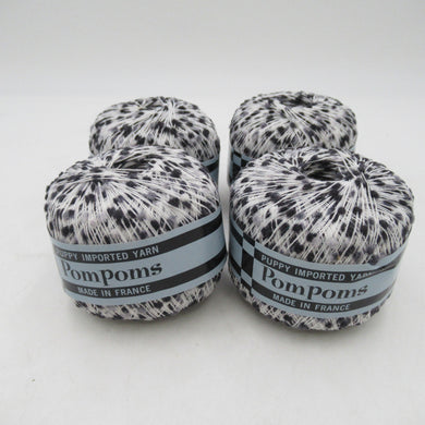 PUPPY パピー 毛糸 Pompoms ポンポン 4玉 ホワイト×ブラック Col.54 フランス製 一部汚れ有 紙芯歪み有り