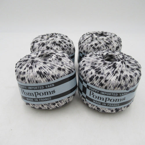 PUPPY パピー 毛糸 Pompoms ポンポン 4玉 ホワイト×ブラック Col.54 フランス製 一部汚れ有 紙芯歪み有り