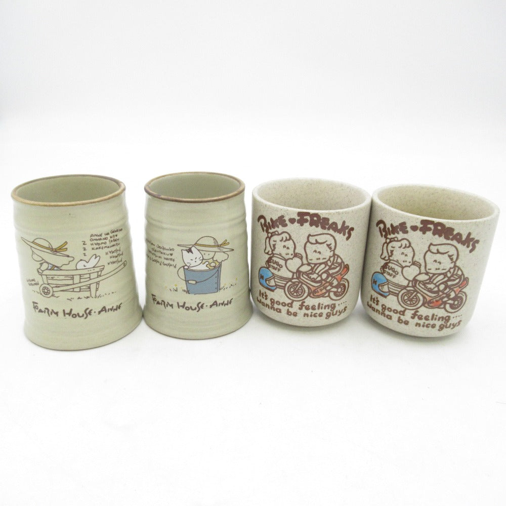 Retro tableware, 4-piece teacup set KATO KOGEI SUGO BIKE-FREAKS