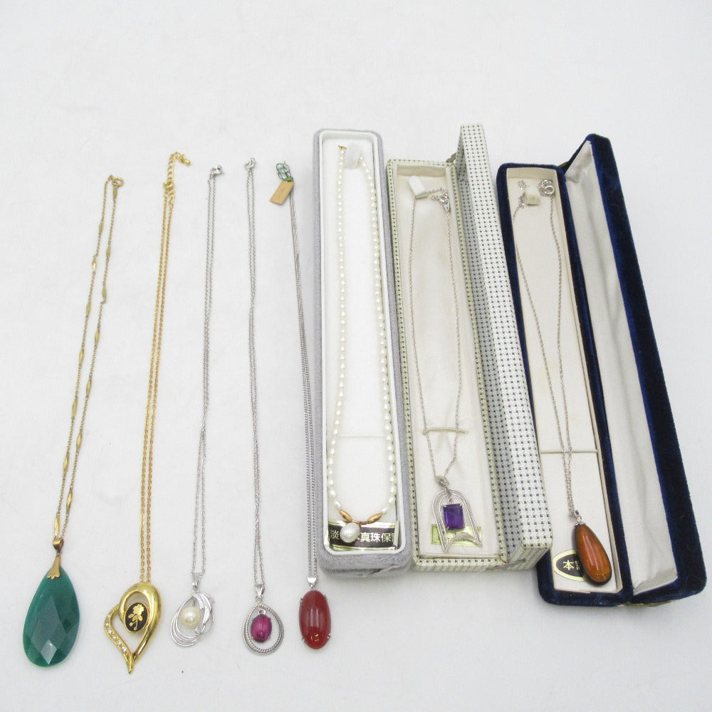 ネックレス 真珠 水晶 メッキ等 8点セット