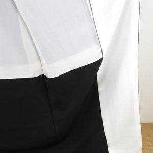 黒留袖 友禅染 作家物 落款付 建物に草花文様 正絹 衿比翼付 違い鷹の羽紋 袷 広衿 礼装着物 フォーマル 仕立て上がり 身丈165cm