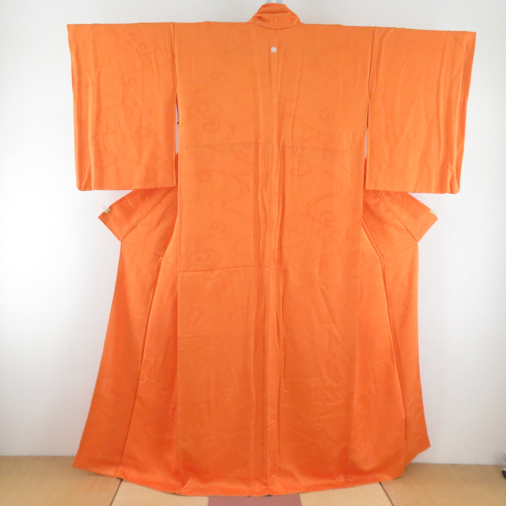 【色無地小紋】 紋なし 金扇模様 金糸 着物 単衣 広衿 身丈約162cm 色無地小紋】 紋なし 金扇模様 金糸 着物 単衣 広衿 身丈約162cm