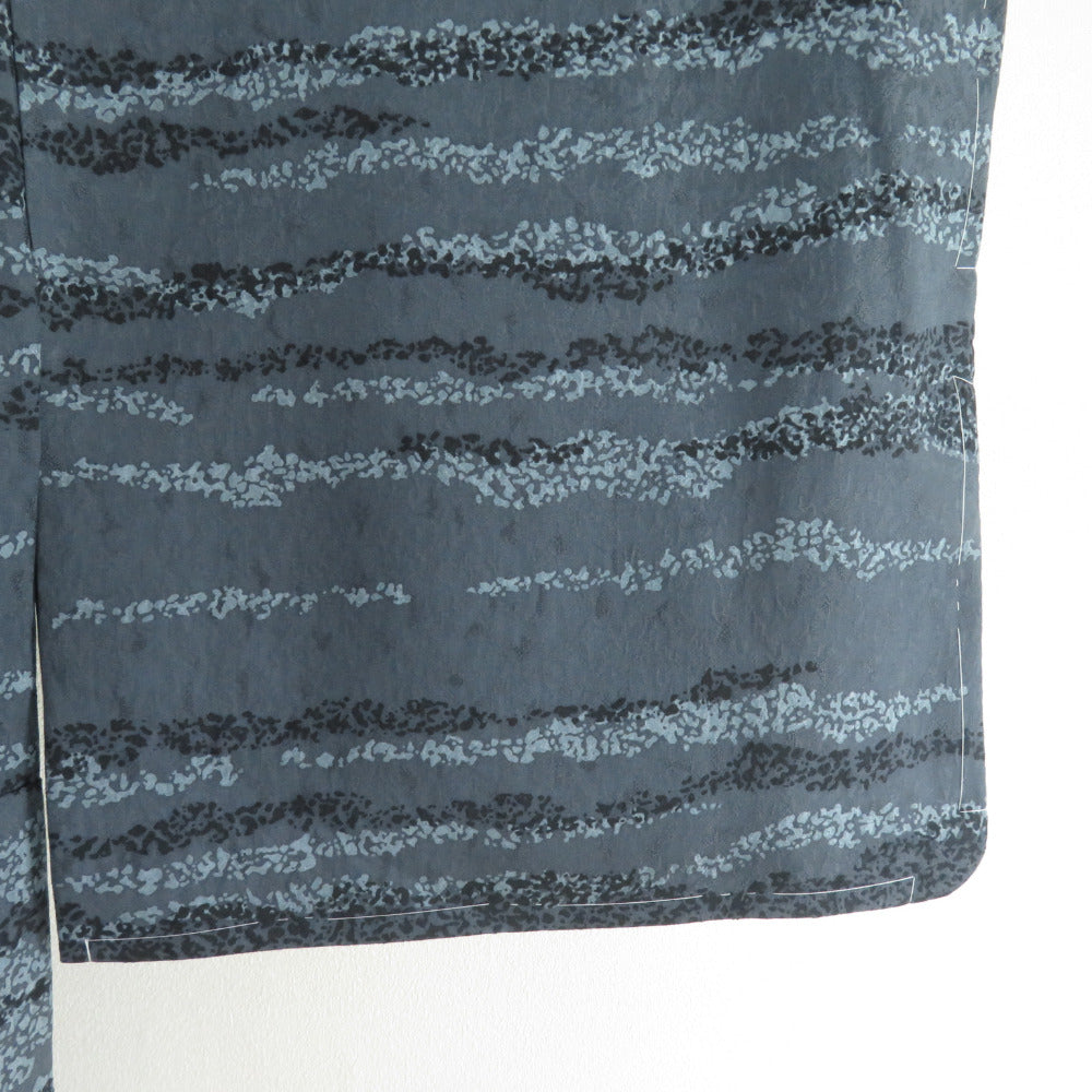 小紋 大久保玄才 そめのざ玄才 たたき染め文様 袷 広衿 灰色 黒色 正絹