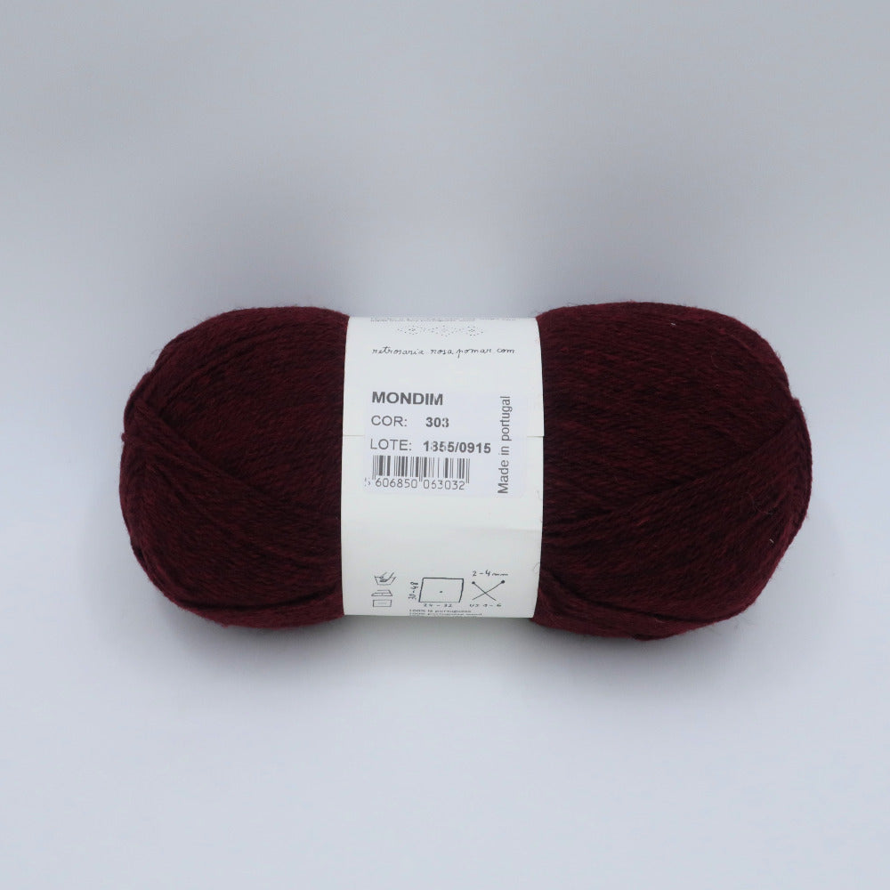 毛糸 MONDIM モンディム COR.303 約100g玉巻 糸長約385m レッド