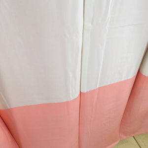 付下げ アンティーク 御召 菊柄 橙色 袷 広衿 正絹 昭和レトロ 紋なし 昔着物 身丈149cm