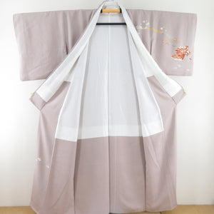 訪問着 箔 刺繍 誰が袖文様 紫色 袷 広衿 正絹 紋なし 仕立て上がり着物 身丈153cm