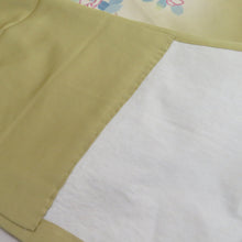 Load image into Gallery viewer, 名古屋帯 正絹 塩瀬 友禅染 椿文様 お太鼓柄 九寸帯 抹茶色 カジュアル 仕立て上がり 着物帯 長さ355cm