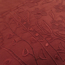画像をギャラリービューアに読み込む, 袋帯 格天井文様 蘇州刺繍 赤色 お太鼓柄 正絹 仕立て上がり 着物帯 カジュアル 長さ380cm