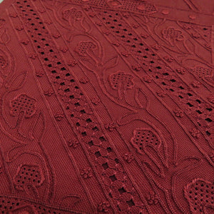袋帯 格天井文様 蘇州刺繍 赤色 お太鼓柄 正絹 仕立て上がり 着物帯 カジュアル 長さ380cm