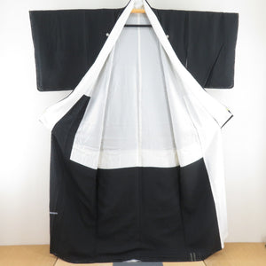 黒留袖 箔 刺繍 菊に牡丹文様 正絹 比翼付 桔梗紋 作家物 落款付 袷 広衿 礼装着物 フォーマル 仕立て上がり 身丈160cm