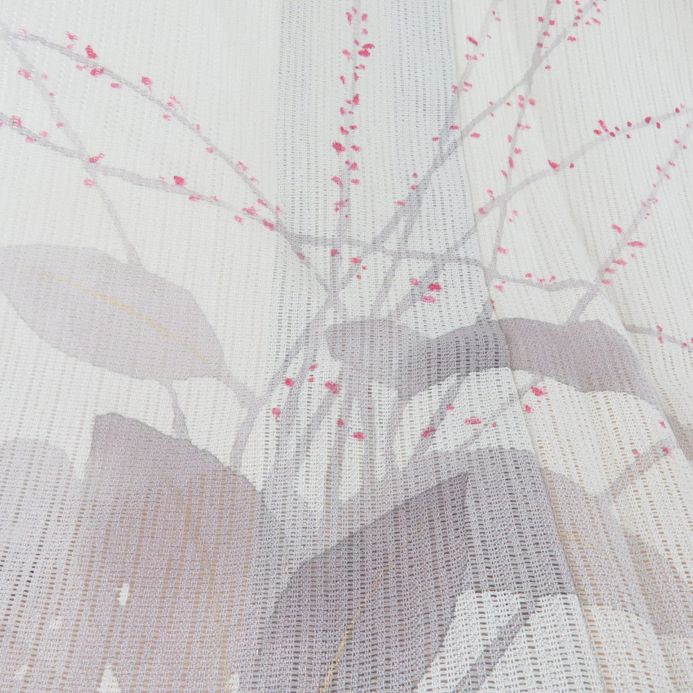 訪問着 夏着物 竪変わり絽 広衿 正絹 薄灰緑色 梅文様 一つ紋 木瓜紋