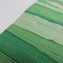 画像をギャラリービューアに読み込む, 名古屋帯 紬地 ろうけつ染め 抽象文様 黄色 正絹 お太鼓柄 九寸帯 カジュアル 仕立て上がり 長さ353cm