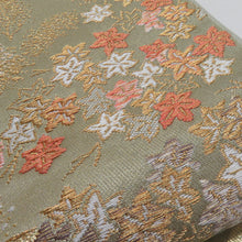 画像をギャラリービューアに読み込む, 袋帯 五重塔文様 灰緑色 金糸 六通柄 正絹 礼装 フォーマル 着物帯 長さ420cm