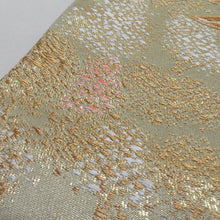 画像をギャラリービューアに読み込む, 袋帯 五重塔文様 灰緑色 金糸 六通柄 正絹 礼装 フォーマル 着物帯 長さ420cm