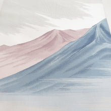 画像をギャラリービューアに読み込む, 名古屋帯 本綴れ 山風景文様 灰色 正絹 お太鼓柄 八寸帯 カジュアル 仕立て上がり 長さ373cm