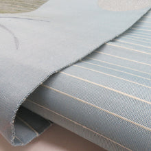 画像をギャラリービューアに読み込む, 袋帯 絲藝苑 上島洋山 すくい織 能州紬 夏用 満月とススキ文様 水色 金糸 銀糸 お太鼓柄 正絹 着物用 長さ464cm