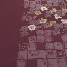 画像をギャラリービューアに読み込む, 京袋帯 色紙に桜文様 ポリエステル 洗える 六通柄 紫色 カジュアル 仕立て上がり 長さ380cm