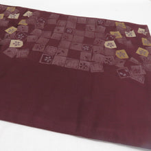 画像をギャラリービューアに読み込む, 京袋帯 色紙に桜文様 ポリエステル 洗える 六通柄 紫色 カジュアル 仕立て上がり 長さ380cm