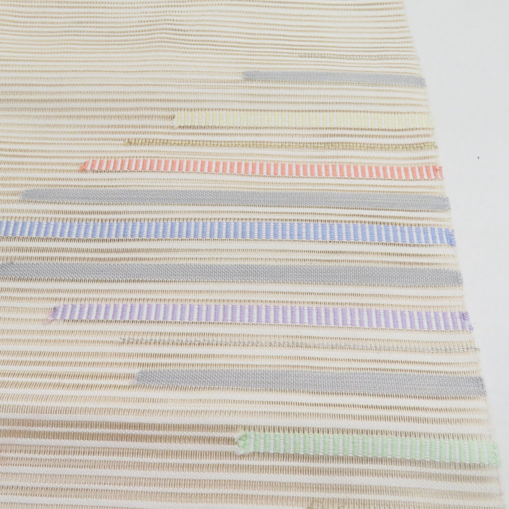 SO-374 夏帯 絽 松葉仕立て 名古屋仕立て使用 雲取文様 市松文様 薄紫