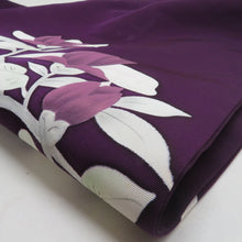 画像をギャラリービューアに読み込む, 名古屋帯 正絹 塩瀬 木蓮文様 お太鼓柄 九寸帯 紫色 カジュアル 仕立て上がり 着物帯 長さ357cm