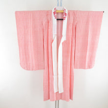 画像をギャラリービューアに読み込む, 子供着物 女の子用 二尺袖着物 着物・襦袢・帯セット オレンジ グリーン 蝶々文様 正絹 ジュニア 伊達衿付 13才向き 発表会 身丈145cm