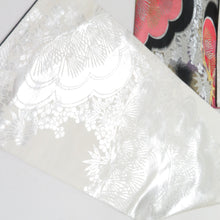 画像をギャラリービューアに読み込む, 袋帯 振袖用 守太郎これくしょん 松竹梅文様 黒色 銀糸 六通柄 正絹 仕立て上がり 着物帯 長さ432cm