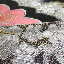 画像をギャラリービューアに読み込む, 袋帯 振袖用 守太郎これくしょん 松竹梅文様 黒色 銀糸 六通柄 正絹 仕立て上がり 着物帯 長さ432cm