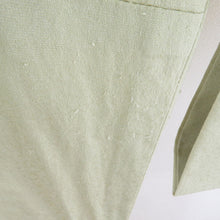 画像をギャラリービューアに読み込む, 襦袢 葉づくし地紋 ビーズ半衿付き 黄緑色 ポリエステル バチ衿 袖無双仕立て 長襦袢 仕立て上がり 女性着物用 身丈125cm