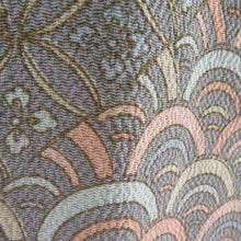 画像をギャラリービューアに読み込む, 道行 縮緬 裂取り小紋文様 灰色 正絹 着物コート 和装用 ちりよけ 身丈95cm