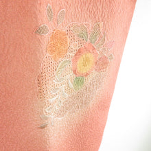 画像をギャラリービューアに読み込む, 道行 汕頭刺繍 雪輪に花文様 橙茶色 正絹 着物コート 和装用 ちりよけ 身丈81cm