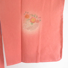 画像をギャラリービューアに読み込む, 道行 汕頭刺繍 雪輪に花文様 橙茶色 正絹 着物コート 和装用 ちりよけ 身丈81cm