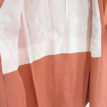 画像をギャラリービューアに読み込む, 道行 汕頭刺繍 雪輪に花文様 橙茶色 正絹 着物コート 和装用 ちりよけ 身丈81cm