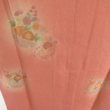 画像をギャラリービューアに読み込む, 道行 汕頭刺繍 雪輪に花文様 橙茶色 正絹 着物コート 和装用 ちりよけ 身丈81cm