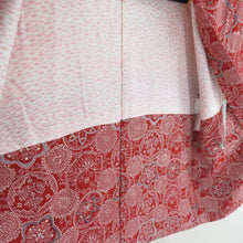 画像をギャラリービューアに読み込む, 羽織 正絹 菊に紅葉 赤色 紋なし 着物コート 和装 ちりよけ 身丈79cm