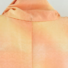 画像をギャラリービューアに読み込む, 小紋 青海波地紋 ぼかし 橙色 袷 広衿 ポリエステル 洗える着物 仕立て上がり カジュアル 身丈159cm