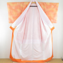 画像をギャラリービューアに読み込む, 小紋 青海波地紋 ぼかし 橙色 袷 広衿 ポリエステル 洗える着物 仕立て上がり カジュアル 身丈159cm