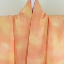 画像をギャラリービューアに読み込む, 小紋 青海波地紋 ぼかし 橙色 袷 広衿 ポリエステル 洗える着物 仕立て上がり カジュアル 身丈159cm