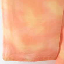 画像をギャラリービューアに読み込む, 小紋 青海波地紋 ぼかし 橙色 袷 広衿 ポリエステル 洗える着物 仕立て上がり カジュアル 身丈159cm