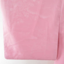 画像をギャラリービューアに読み込む, 色無地 袷 バチ衿 桃色 花車地紋 洗える ポリエステル 紋なし カジュアル 仕立て上がり着物 身丈158cm