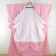 画像をギャラリービューアに読み込む, 色無地 袷 バチ衿 桃色 花車地紋 洗える ポリエステル 紋なし カジュアル 仕立て上がり着物 身丈158cm