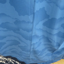 画像をギャラリービューアに読み込む, 付下げ 藤柄 青色 袷 広衿 ポリエステル 洗える着物 紋なし 仕立て上がり 身丈163cm