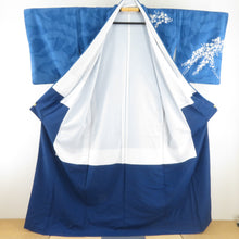 画像をギャラリービューアに読み込む, 付下げ 藤柄 青色 袷 広衿 ポリエステル 洗える着物 紋なし 仕立て上がり 身丈163cm