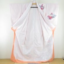 Load image into Gallery viewer, 付下げ 花車柄 桃色 袷 広衿 ポリエステル 洗える着物 紋なし 仕立て上がり 身丈163cm