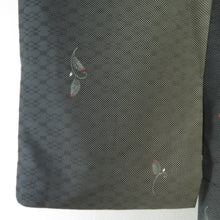 画像をギャラリービューアに読み込む, 小紋 ドットに市松 松柄 黒色 薄茶色 袷 広衿 ポリエステル 洗える着物 仕立て上がり カジュアル 身丈160cm