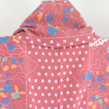 画像をギャラリービューアに読み込む, 小紋 梅に紅葉柄 薄赤色 袷 広衿 ポリエステル 洗える着物 仕立て上がり カジュアル 身丈164cm