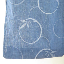 画像をギャラリービューアに読み込む, 夏着物 本麻 小千谷ちぢみ 単衣 青色 丸に笹文様 カジュアル 夏物 盛夏 浴衣 仕立て上がり 身丈153cm